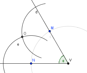 Narýsujeme kružnice se středem v bodě M a N