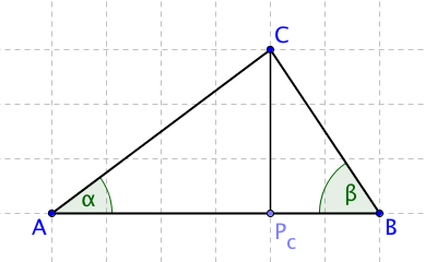 Trojúhelník ABC s výškou ke straně c